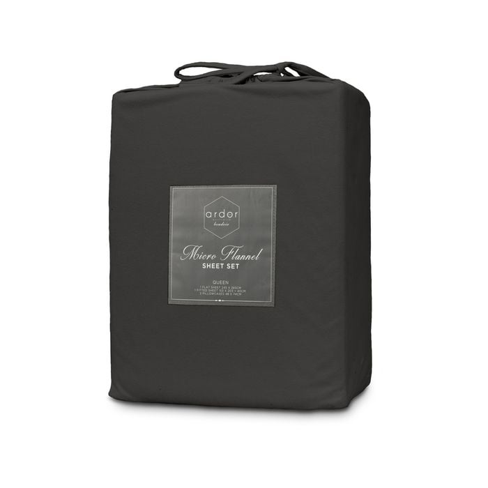 Ardor Boudior Micro Flannel Sheet Set Single Bed Charcoal