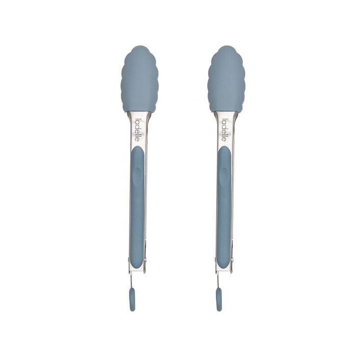 2pc Ladelle Craft Blue Silicone Tongs Cooking/serving Utensil