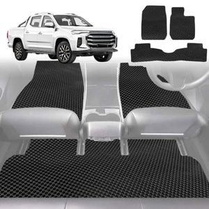 6D Diamond Car Floor Mats for LDV T60 Max 2017-Current-Full Set-Black-Outback GT