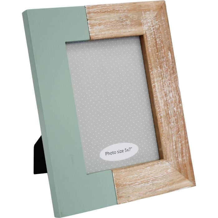 LVD Pine Wood MDF Glass Modern Side 5x7" Photo Frame - Sage