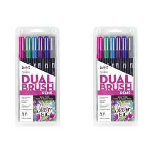 2x 6pc Tombow Dual Brush/fine Pen Marker Water-based Sketching/drawing Galaxy
