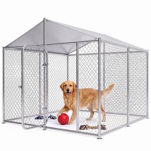 Advwin 2x2x1.8m Heavy Duty Dog Kennel, Large Walk-in Outdoor Pet Run Cage with Waterproof Roof for Large Dogs