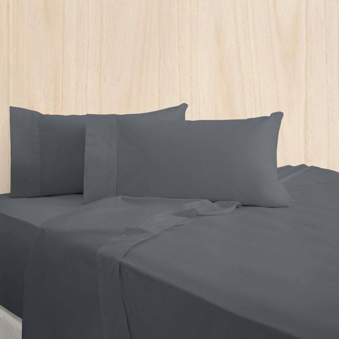 Bas Phillips Bamboo Cotton 400tc Bed Sheet Set W/pillowcase King Charcoal