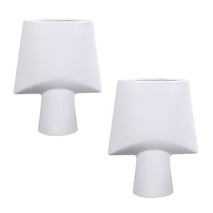 SOGA 2X 21x25.5cm White Geometric Vase