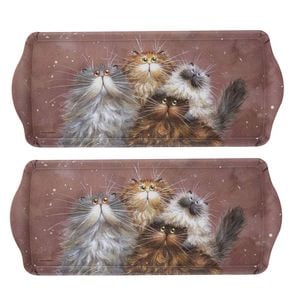 2PK Ashdene Kim's Cats Friends Family Rect Serving Sandwich Tray 38x16.5cm