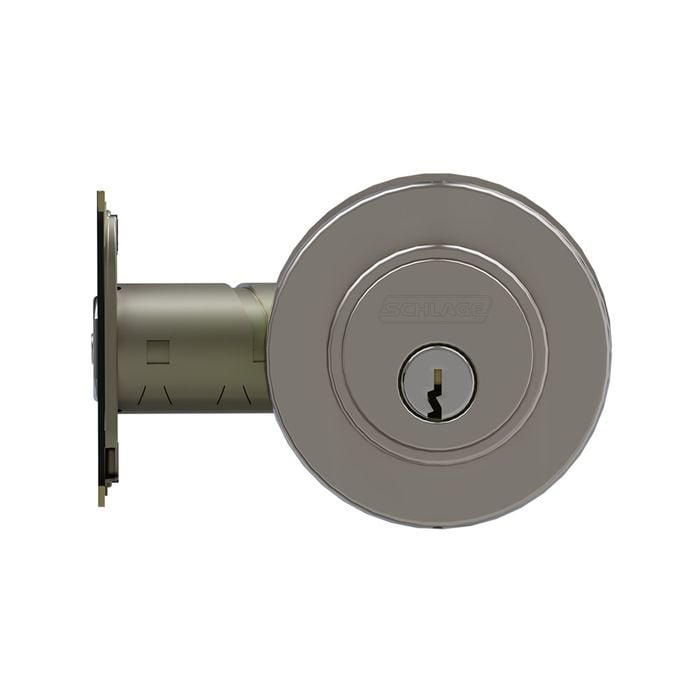 Schlage Nickel Satin Plate  Round Single Cylinder and Turn Deadbolt 