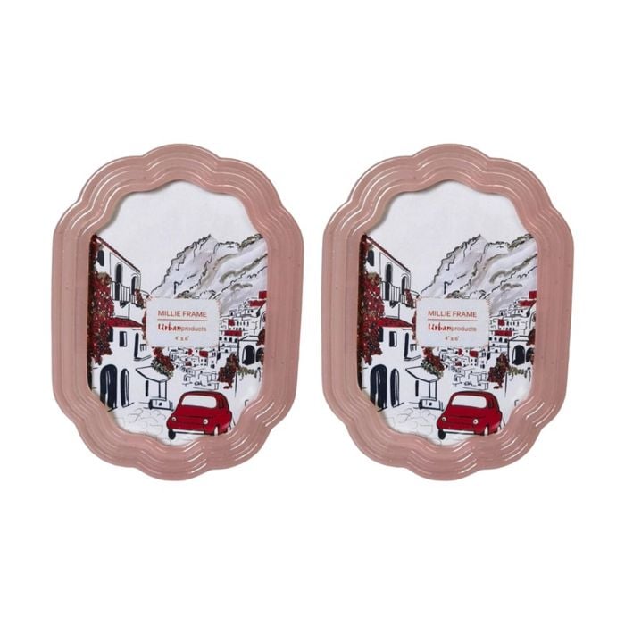 2x Urban Products Millie Pink Decorative Floral Photo Frame 4x6inch