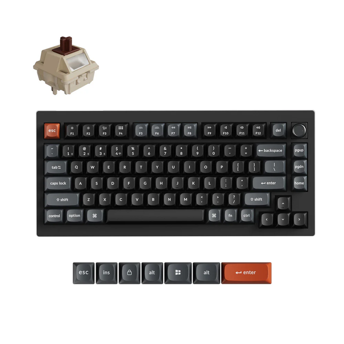 Keychron V1 Ultra 8K Wireless Mechanical Keyboard (Black) (Silk POM Switch - Brown)