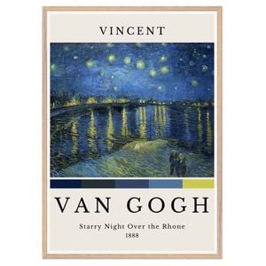 Galrie Vincent van Gogh Starry Night Over the Rhone -Iconic Post-Impressionist Art Print, Wood Frame, 50 x 70cm (20 x 28inch)