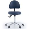 Stool With Backrest - Adjustable Round Home & Office Chair, Ergonomic Comfort - Navy