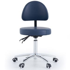 Stool With Backrest - Adjustable Round Home & Office Chair, Ergonomic Comfort - Navy