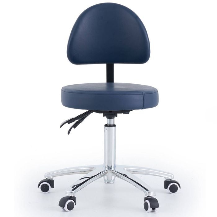 Stool With Backrest - Adjustable Round Home & Office Chair, Ergonomic Comfort - Navy
