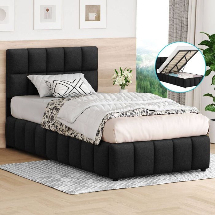 Alfordson Bed Frame King Single Hydraulic Storage Charcoal