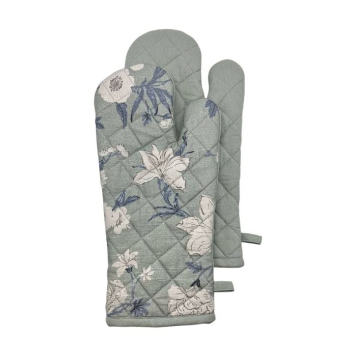 2pc J.Elliot Home Nordhem Oven Mitts Set 19x35x0.2cm Blue/Grey Floral