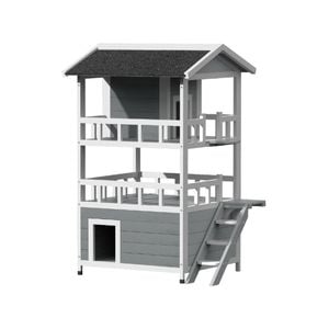 i.Pet Cat House Outdoor Shelter 72cm x 72cm x 127cm Rabbit Hutch Wooden Condo Small Dog Pet Houses Enclosure