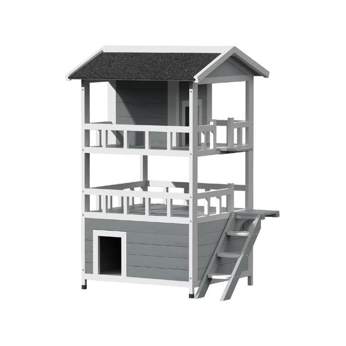 i.Pet Cat House Outdoor Shelter 72cm x 72cm x 127cm Rabbit Hutch Wooden Condo Small Dog Pet Houses Enclosure