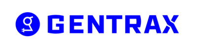 Gentrax logo in blue and white for the brand page 