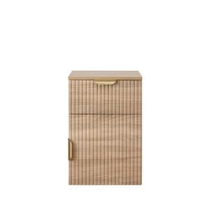 European Cabinetry Fluted Pull Brass Porto Bedside Table Natural Oak