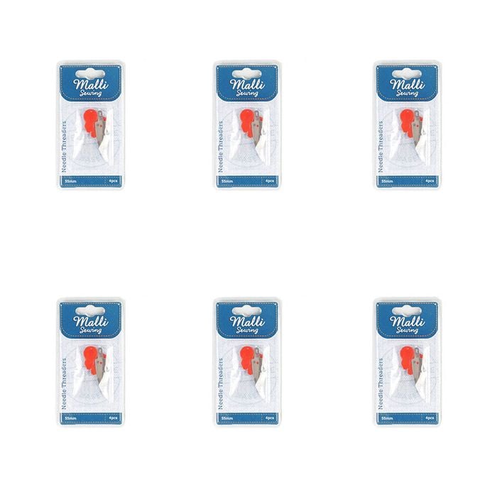 6x 4pc Malli Sewing Metal Compact Needle Hand Sewing Threaders 55cm Assorted