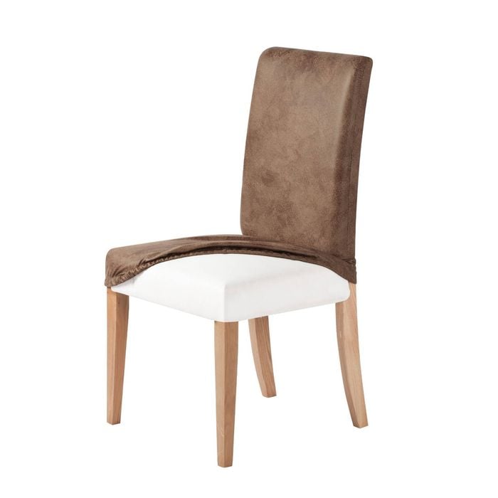 Sherwood Home Premium Faux Leather Light Brown Dining Chair Cover