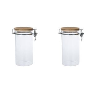 2PK NF Living Glass Cannister Airtight With Lid 19x14cm Solid Clear