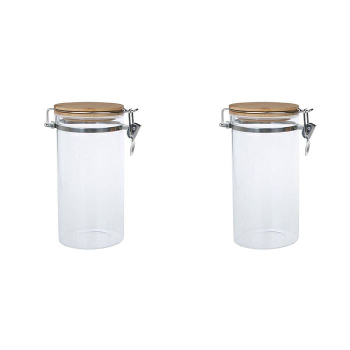 2PK NF Living Glass Cannister Airtight With Lid 19x14cm Solid Clear