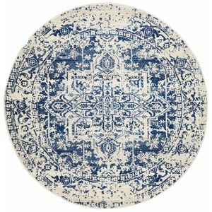 Sense 253 Navy 150x150cm - Small Round Transitional Pet Friendly Indoor Rug