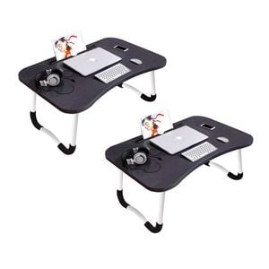 SOGA 2X Black Portable Adjustable Foldable Bed Table