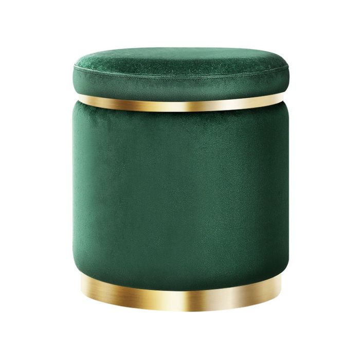 Artiss Ottoman Foot Stool Round Velvet Green
