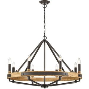 CLA Lighting Funale Interior Candelabra Natural Wood 8-Light Pendant Light Bronze