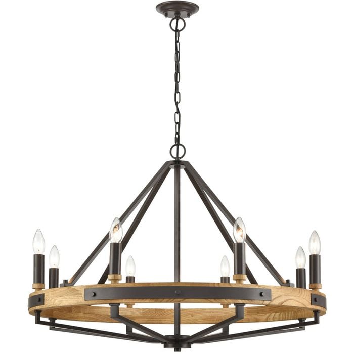 CLA Lighting Funale Interior Candelabra Natural Wood 8-Light Pendant Light Bronze