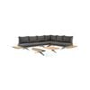 Venice Aluminium Corner Lounge With Built In Timber Side Tables White & Dark Cushion