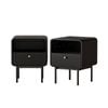 Oikiture 2x Bedside Table 1 Drawers 1 Shelf Nightstand Bedroom Storage Black