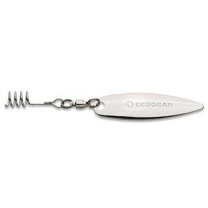 Ecogear Metal Blade For Soft Plastic Fishing Lure Silver Long Leaf