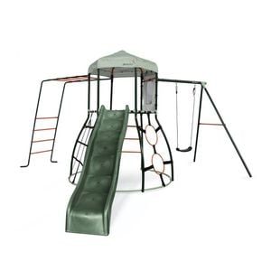 Plum Play Kids Outdoor Metal Climbing Dome frame w/Slide Monkey Bar & Swing 3y+