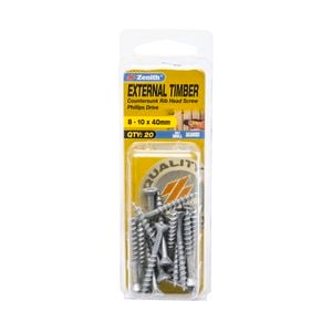 Zenith 8 - 10 x 40mm Galvanised Countersunk Rib Head External Timber Screws - 20 Pack