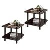 Soga 2x 70cm Black Ceramic Side Table Stone Pattern Black Metal Legs Modern Design