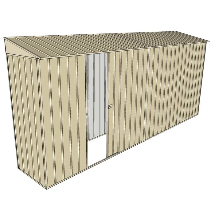 Build-a-Shed 0.8 x 4.5 x 2m Skillion Single Sliding Side Door Shed - Cream