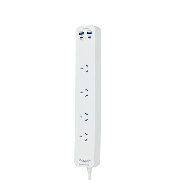  Jackson 20W White USB-A + USB-C 4 Outlet Powerboard