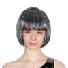 Bob Wig Costume Short Straight Fringe Cosplay Party Full Hair Womens Fancy Dress - Grey - Grey