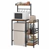 Advwin 5 Tier Mini Fridge Shelf  Bakers Rack w/ Ample Storage Space & Hooks Rustic Brown