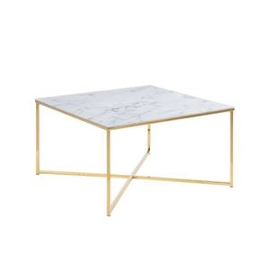 Modern Furniture KOLINA Glass Coffee Table 80cm - White & Golden Chrome