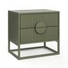 Braxton Olive Green Oak 2 Drawer Ripple Slatted Bedside Table