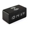 Catzon Wooden Alarm Clock with Qi Wireless Charging Pad-Black