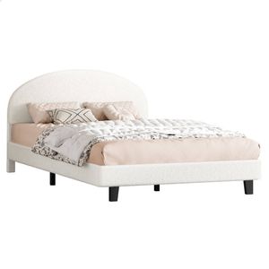 ALFORDSON Bed Frame Double Boucle Mattress Base White
