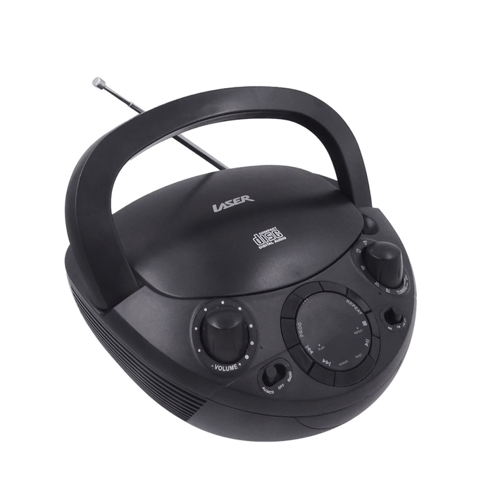 Laser Portable CD Boombox with AM/FM Radio (Black)