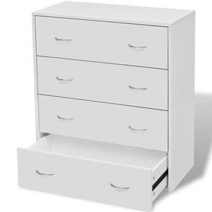 vidaXL Sideboard with 4 Drawers White Living Room Side Cabinet Home Organiser