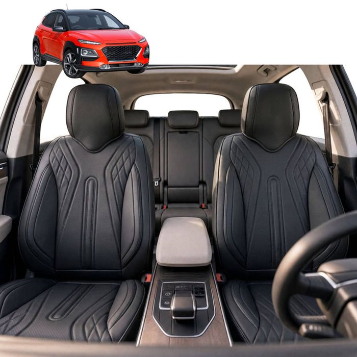 Australian Goose Front Seat Covers for Hyundai Kona 2017 - 2022 (OS) - PU Leather, Black (2pc)