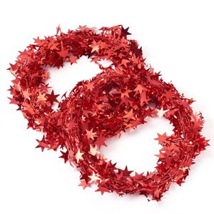 Catzon 2Pcs 24FT Star Tinsel Garlands for Xmas Tree Decorr-Red
