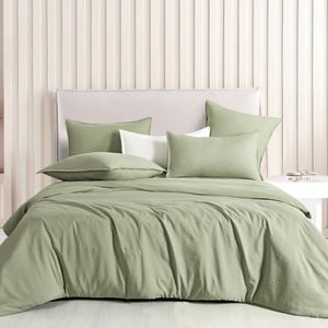 CleverPolly Vintage Washed Microfibre Quilt Cover Set - Eucalypt - Single